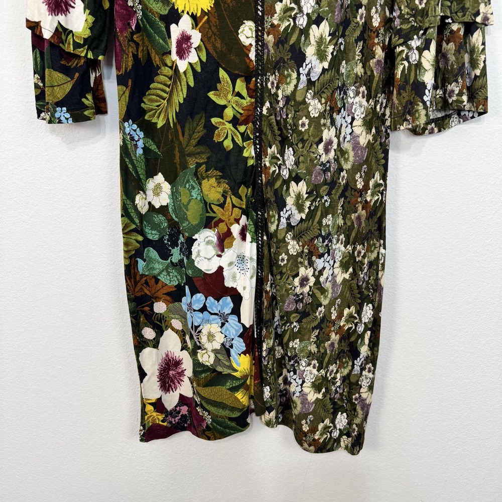 Desigual‎ Dress Womens XL Multicolor Floral Shift Mesh Bell Sleeve Knee Length - Picture 3 of 13
